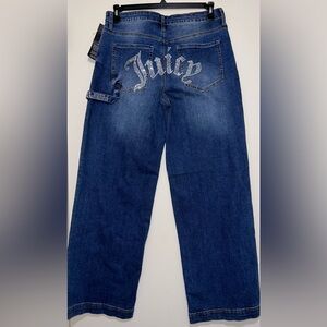 Juicy Couture Jeans Lunita High Rise Wide Leg Relaxed Bedazzled Size 11/30 NWT